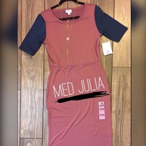 Lularoe Pink and Blue Solid Julia Dress